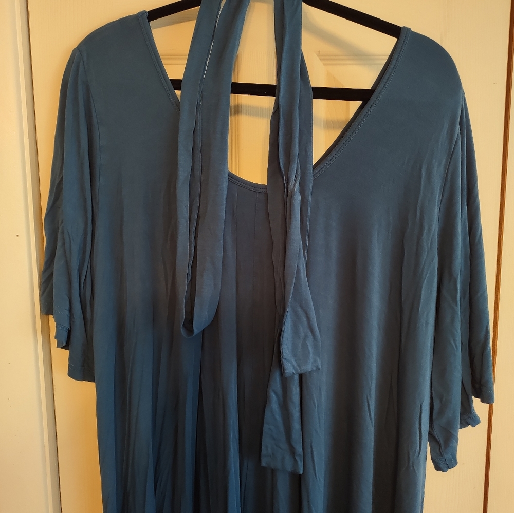 Latched Mama plus size flutter sleeve pleated nursing dress